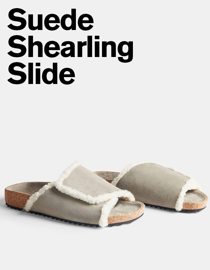 Suede Shearling Slides