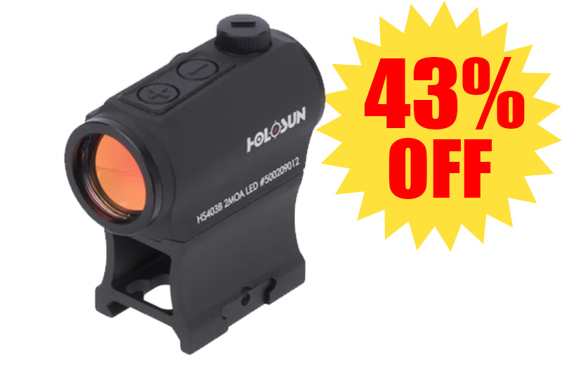 Holosun 403B | 2 MOA Red Dot Sight - CR2032 Battery - Primary Arms