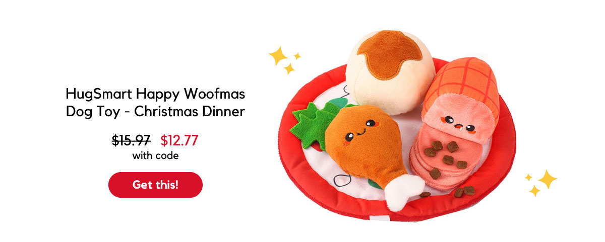 HugSmart Happy Woofmas Dog Toy - Christmas Dinner