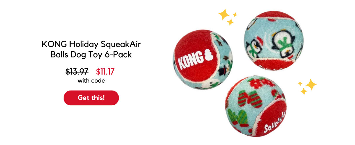 KONG Holiday SqueakAir Balls Dog Toy 6-Pack