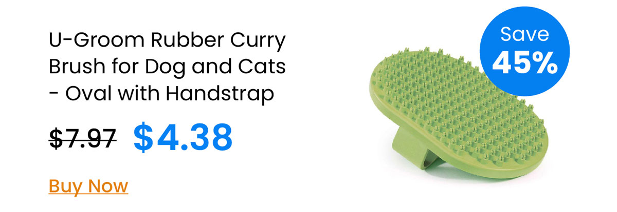 U-Groom Rubber Curry Brush for Dog and Cats - Oval with Handstrap