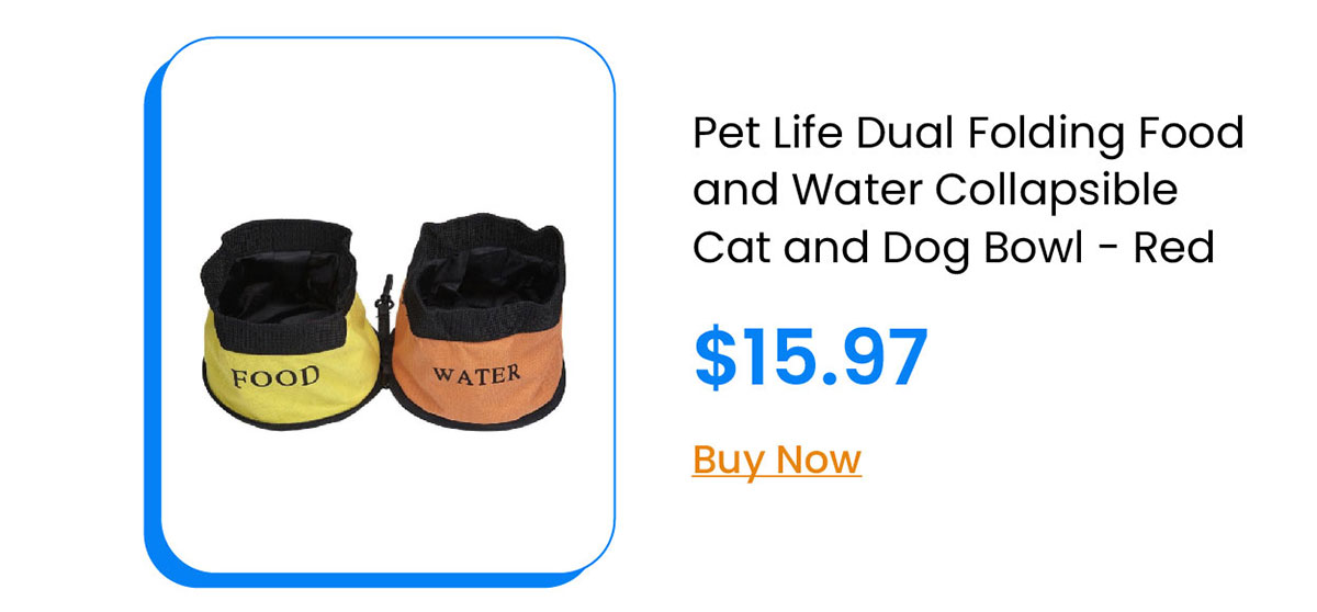 Pet Life Dual Folding Food and Water Collapsible Cat and Dog Bowl