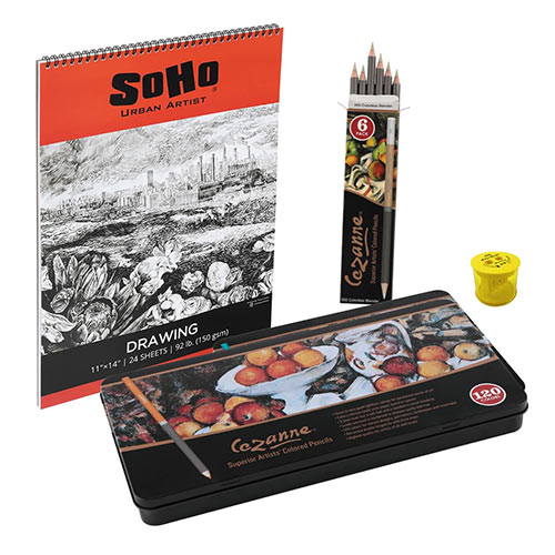 Cezanne 24 Color Pencil Set + Soho 9x12 Drawing Pad Special Set