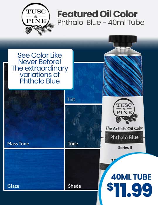 Tusc & Pine Artist Oil Color - Phthalo Blue, 40ml Tube
