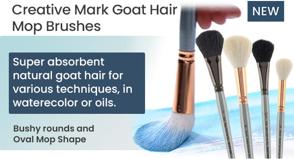 Creative Mark Natural White Goat Hair Mop Brushes - Paint Brushes for  Acrylic Painting, Oil, Watercolor and More - Round - Size # 20