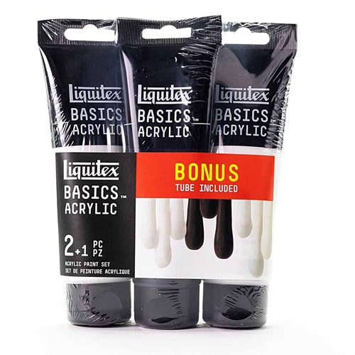 Liquitex BASICS Acrylic White-Black-White Colors Set of 3, 4oz