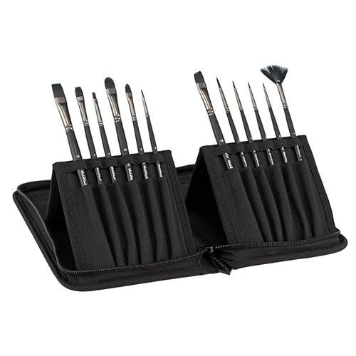 Black Swan Professional Brushes Set of 23 with Zippered Easel Case