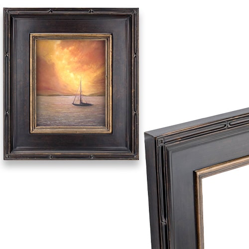 Museum Plein Aire Frame - Antique Black with Gold Liner - 9x12"