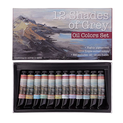 12 Shades of Grey Oil Colors Set of 12
