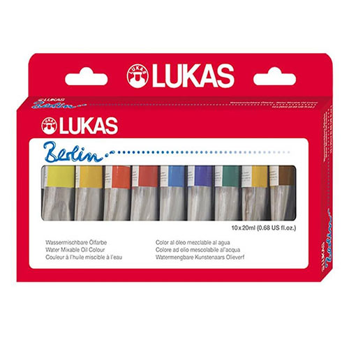 LUKAS Berlin Water-Mixable Oils Selection Set of 10, 20ml Tubes