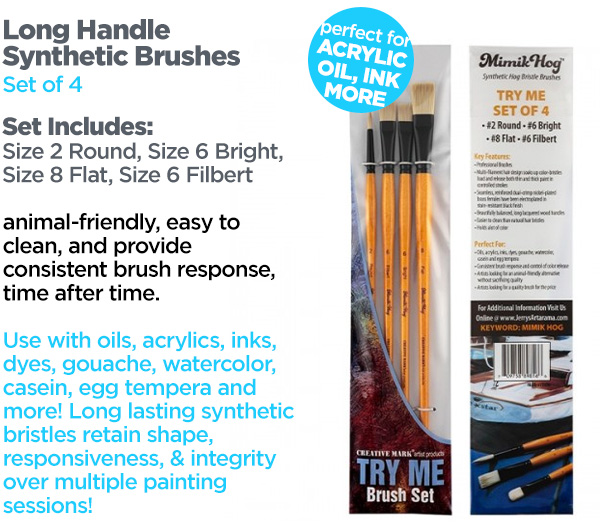 Creative Mark Pro White Soft White Filament Hair Acrylic Brushes & Sets -  Professional Paint Brushes for Acrylics, Gouache, Oils, & More! - [Bright 