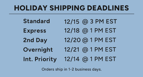 Holiday Shipping Deadlines