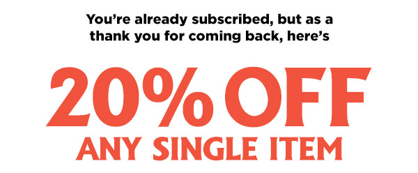 20% off any single item