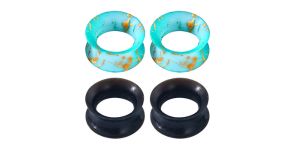 Multi-Pack Blue and Goldtone Splatter Tunnels - 2 Pair