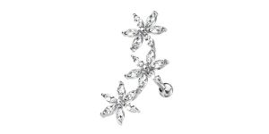 3 Flower Cartilage Earring - 16 Gauge