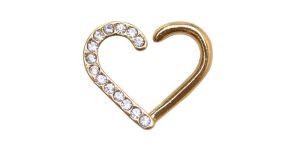 Goldtone CZ Heart Cartilage Earring - 16 Gauge