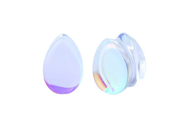 Glass Aurora Borealis Teardrop Plugs