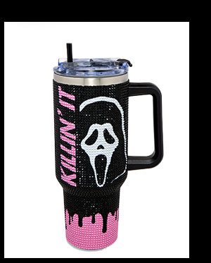 Ghost Face Killin' It Rhinestone Travel Tumbler with Straw - 40 oz.