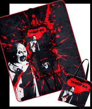 Terrifier Blood Splatter Fleece Blanket and Plush Tote