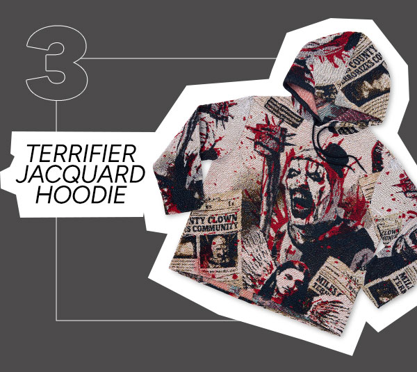 Art the Clown Newspaper Jacquard Hoodie - Terrifier