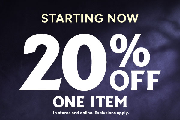 20% Off any one item