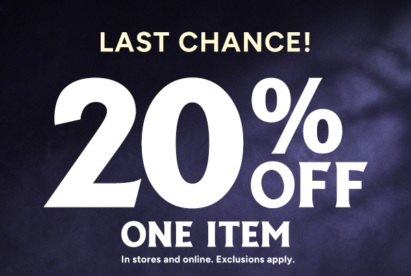 20% Off any one item