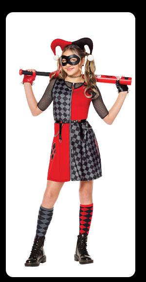 Kids Harley Quinn Checkered Dress Costume - DC Villains
