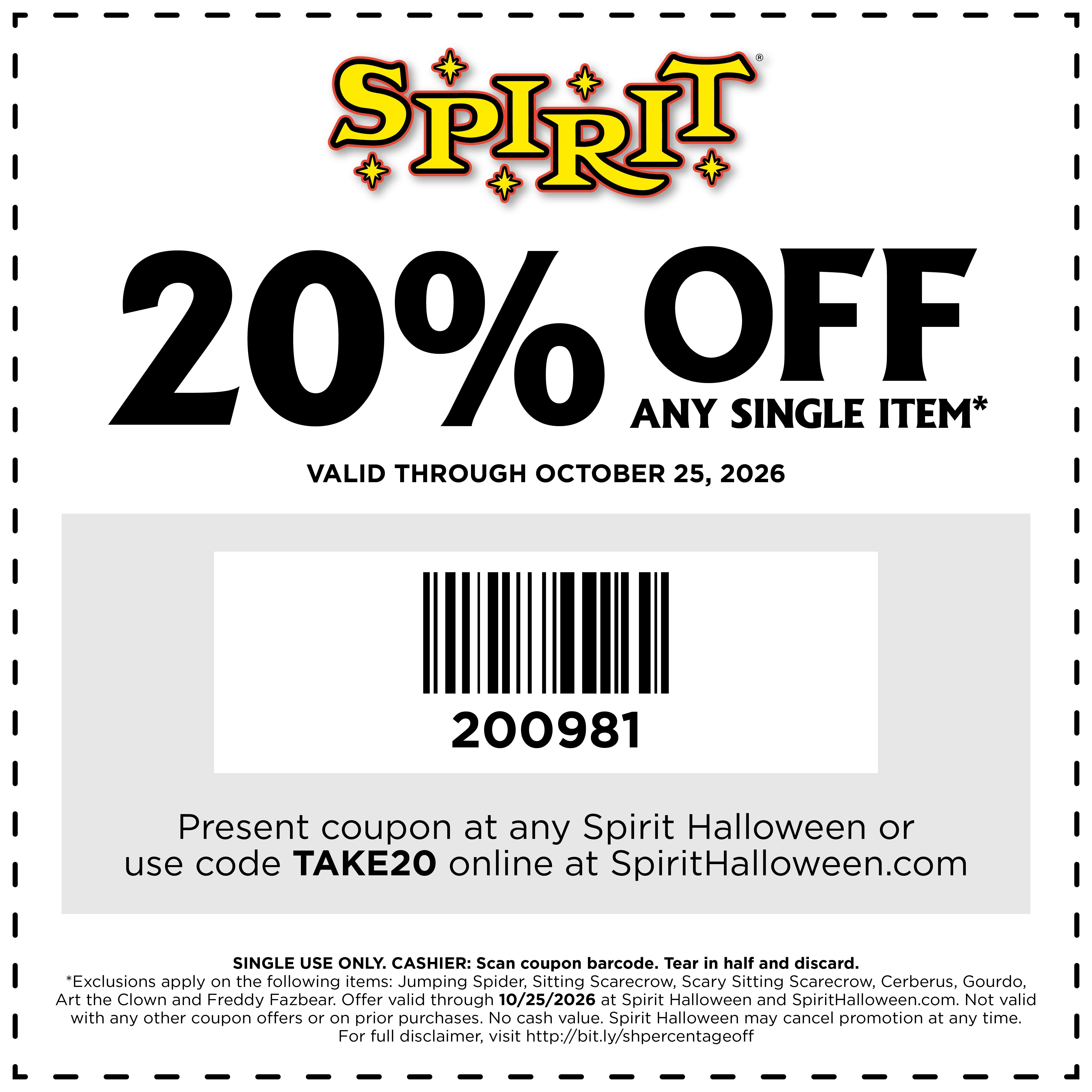 20% off 1 item in store coupon