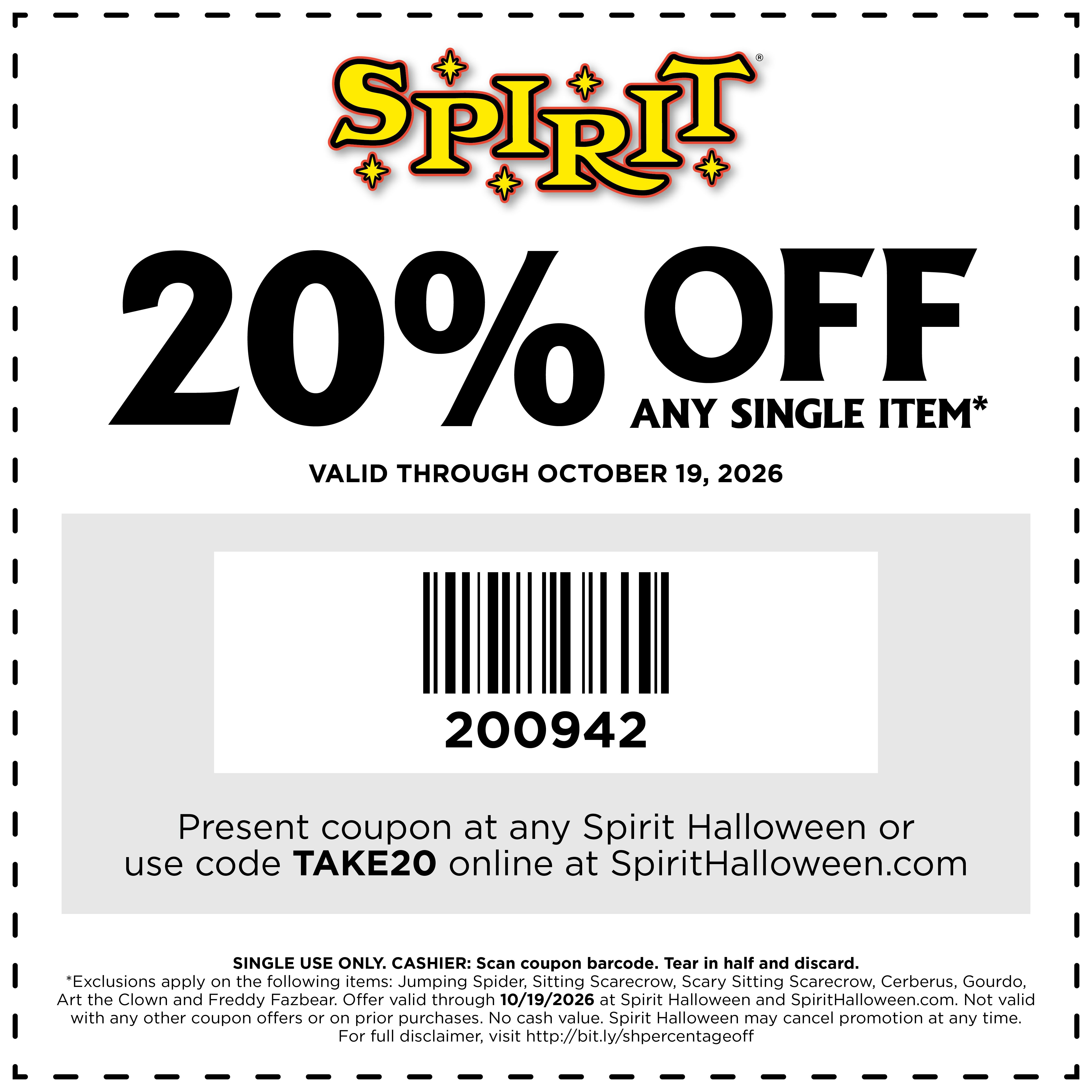 20% off 1 item in store coupon