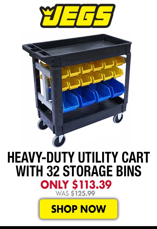 JEGS Heavy-Duty Utility Cart with 32 Storage Bins - Only $113.39 Was $125.99