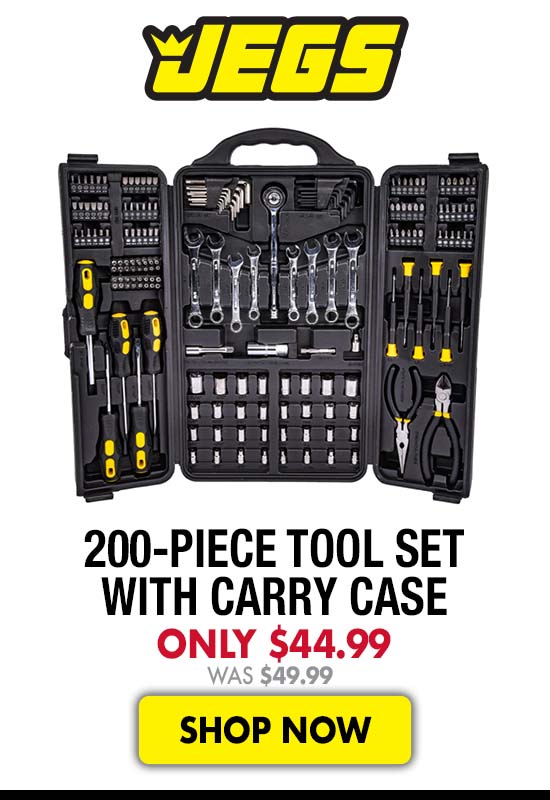 JEGS 200-Piece Tool Set with Carry Case - Now $44.99 Was $49.99