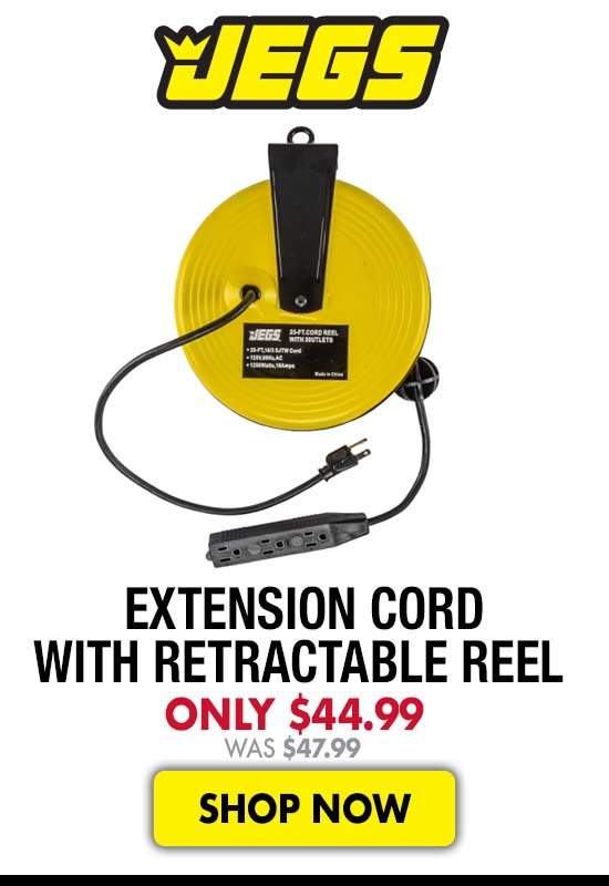 JEGS Extension Cord with Retractable Reel - Now $44.99 Was $47.99