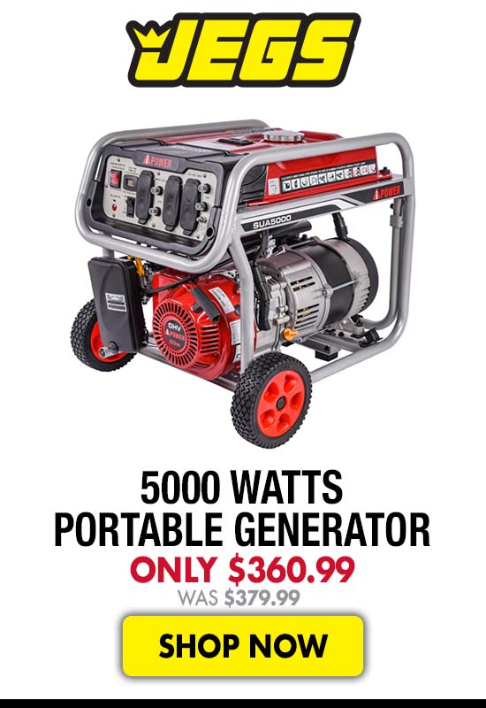 JEGS 5000 Watts Portable Generator - Now $360.99 Was $379.99
