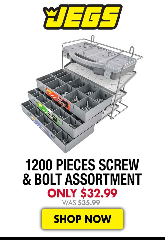 JEGS 1200 Pieces Screw & Bolt Assortment - Only $32.99 Was $35.99