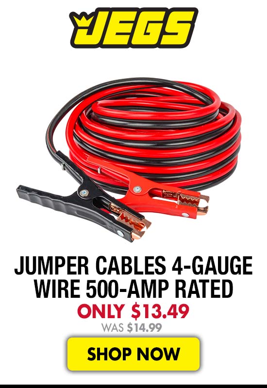 JEGS Jumper Cables 4-Gauge Wire 500-Amp Rated - Now $13.49 Was $14.99