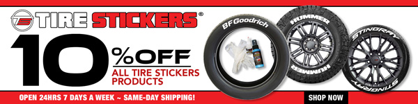 Save 10% off all Tire Stickers Products