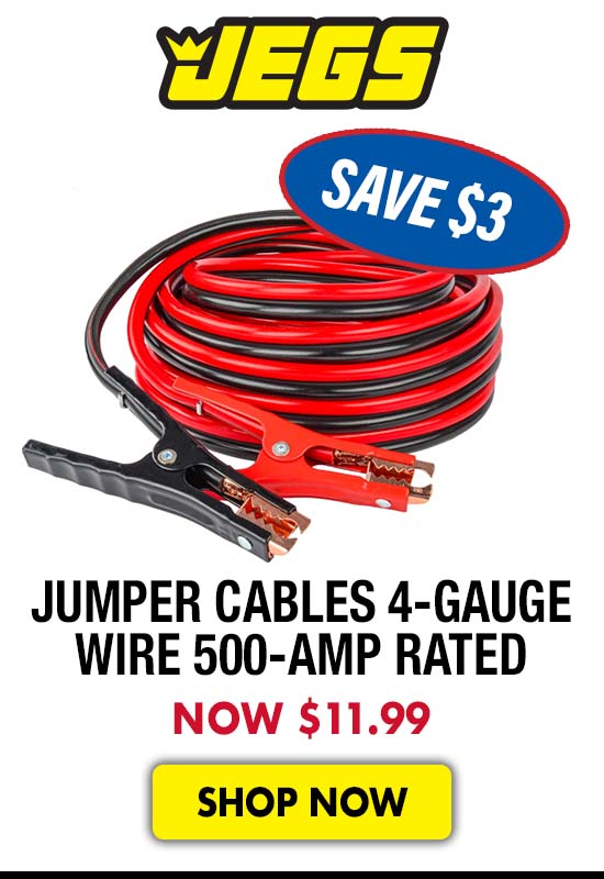 JEGS Jumper Cables 4-Gauge Wire 500-Amp Rated - Now $11.99