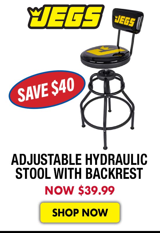 JEGS Adjustable Hydraulic Stool with Backrest - Now $39.99