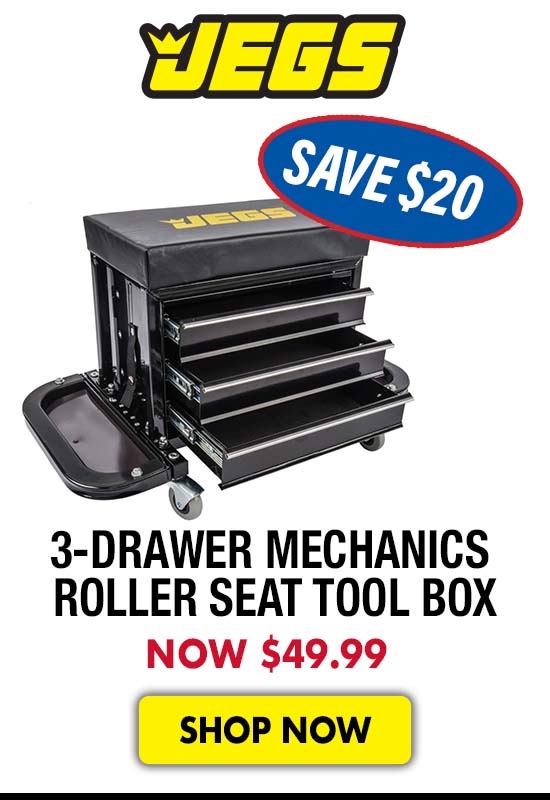 JEGS 3-Drawer Mechanics Roller Seat Tool Box - Now $49.99