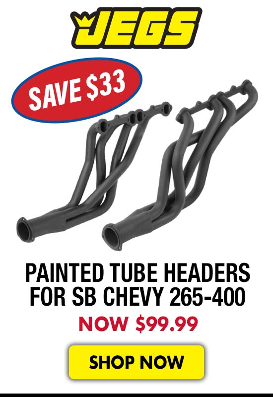 JEGS Painted Long Tube Headers for SB Chevy 265-400 - Now $99.99 SAVE $33