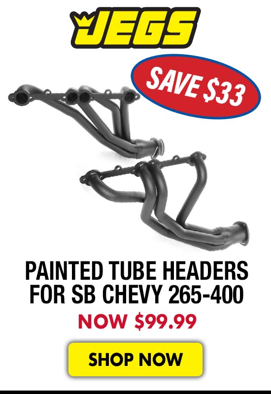 JEGS Painted Long Tube Headers for SB Chevy 265-400 - Now $99.99 SAVE $33