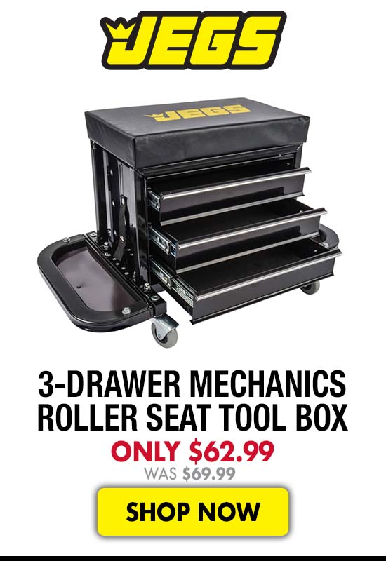 JEGS 3-Drawer Mechanics Roller Seat Tool Box - Now $62.99 Was $69.99