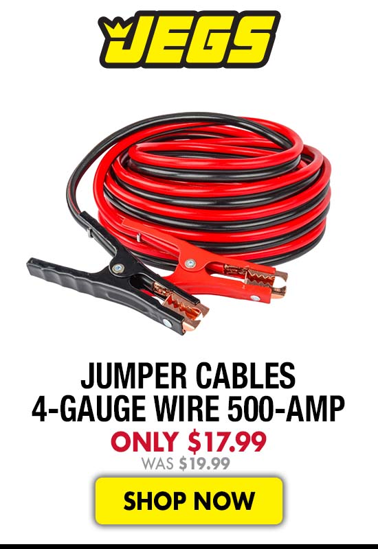 JEGS Jumper Cables 4-Gauge Wire 500-Amp - Now $17.99 Was $19.99