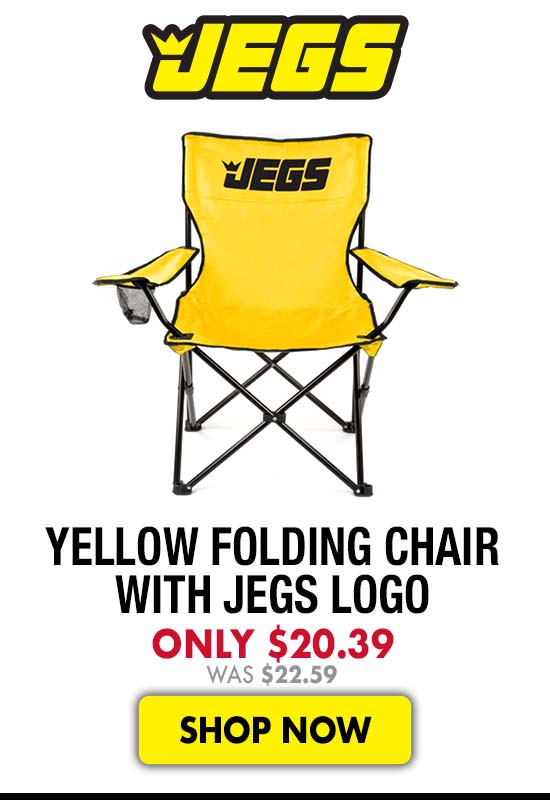 JEGS Yellow Folding Chair with JEGS Logo - Now $20.39 Was $22.59