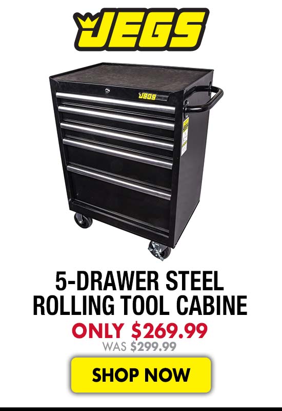 JEGS 5-Drawer Steel Rolling Tool Cabinet - Now $269.99 Was $299.99
