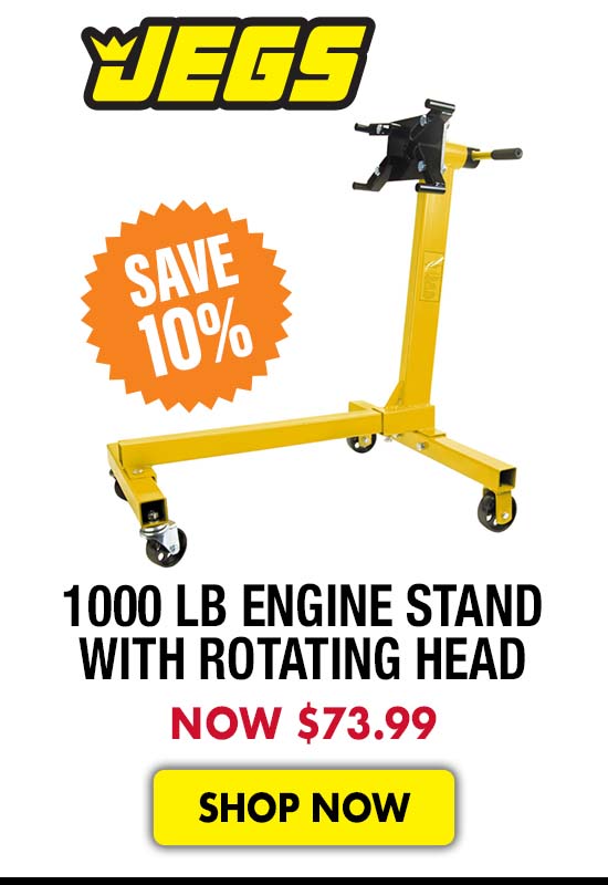 JEGS 1000 lb Engine Stand with Rotating Head- Now $73.99