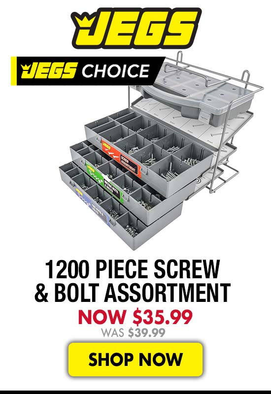 JEGS 1200 piece Screw & Bolt Assortment - Now $35.99