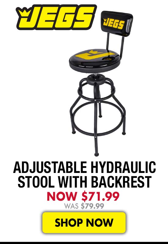 JEGS Adjustable Hydraulic Stool with Backrest - Now $71.99