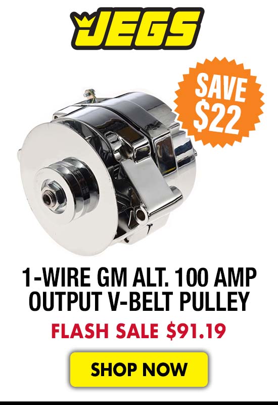JEGS 1-Wire GM Alternator 100 AMP Output V-Belt Pulley - Flash Sale $91.19
