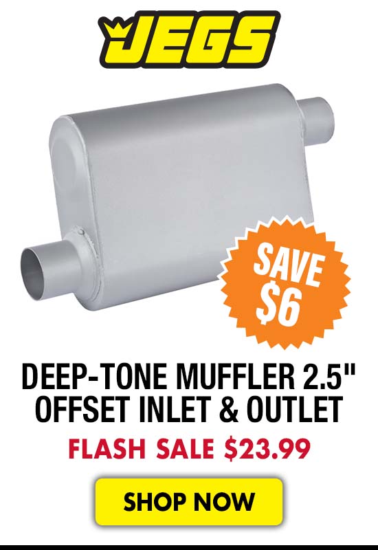 JEGS Chambered Deep-Tone Muffler 2.5" Offset Inlet / Offset Outlet - Flash Sale $23.99